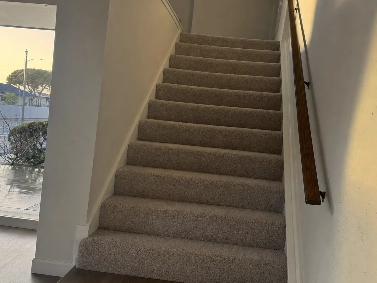 Freshly cleaned carpet with the furniture back in place — completed job in West Hollywood, CA
