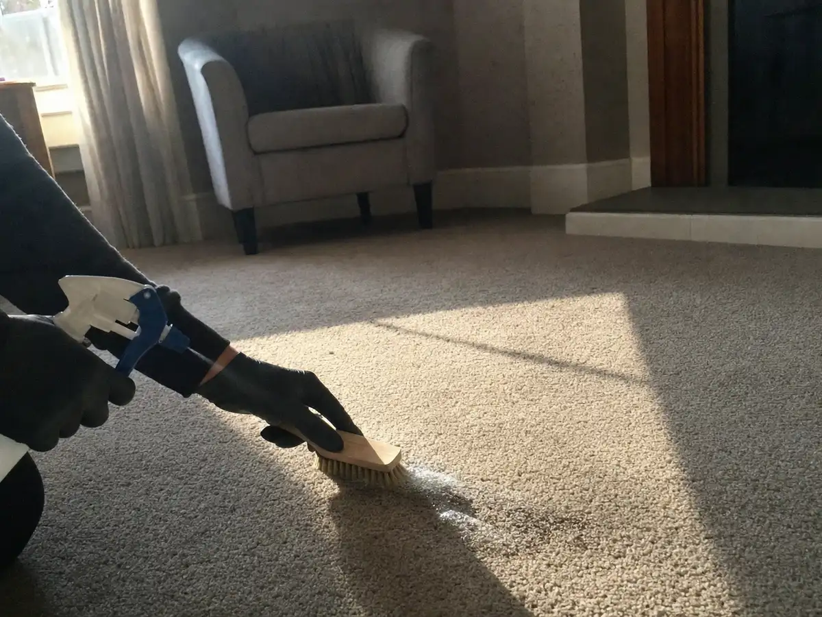 carpet cleaning technician on the job in West Hollywood, CA
